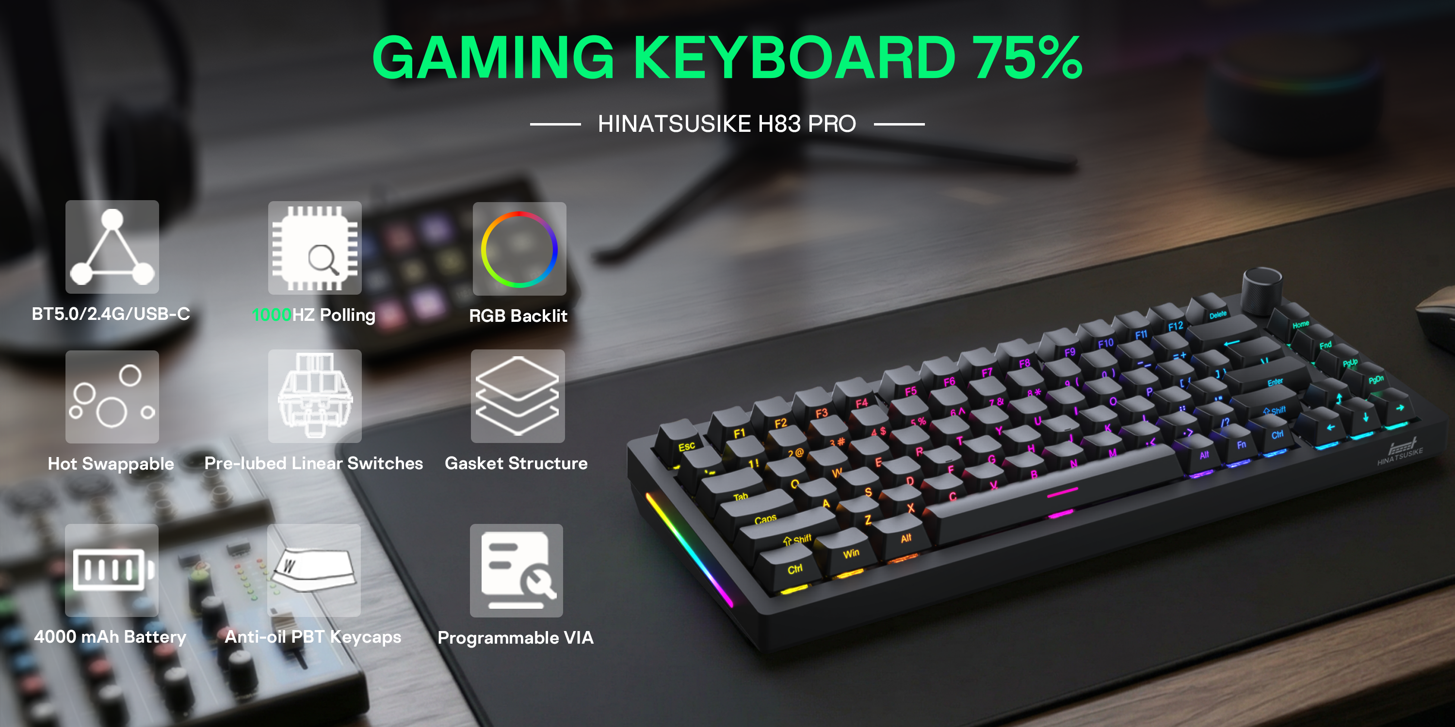 HINATSUSIKE H83 Pro Gaming Mechanical Keyboard